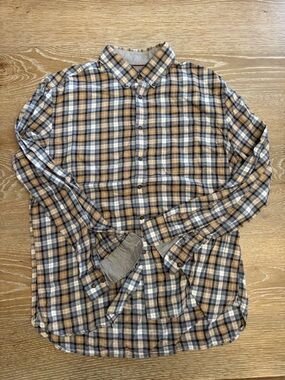 Jos. A. Bank Plaid Button-Down Shirt in Beige and Blue